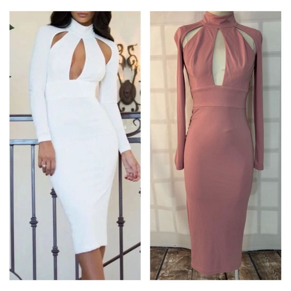Daphne Joy Abyss by Abby High Neck Cutout Bodycon Dress Size M